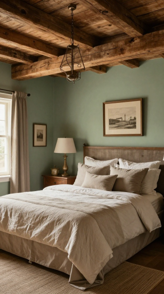 Rustic Bedroom With Exposed Wood Beams