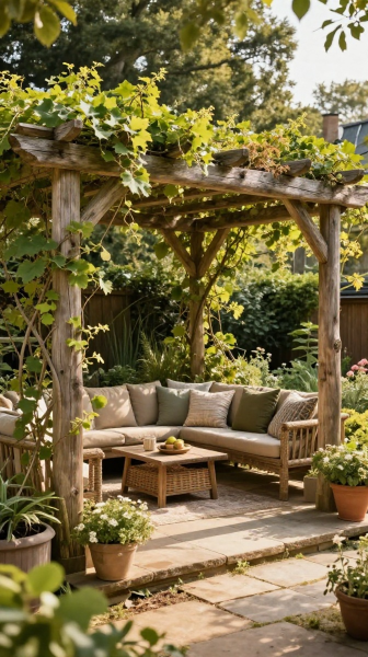 Rustic Pergola With Climbing Vines