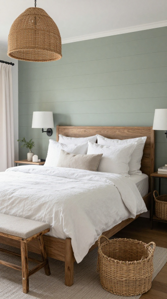 Sage Green Shiplap Accent Wall
