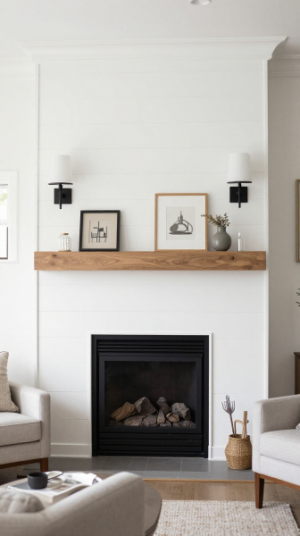 Shiplap Fireplace Accent Wall