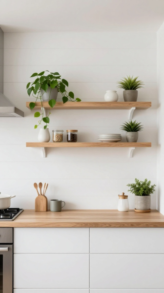 Shiplap with Floating Shelves