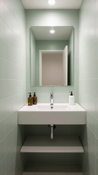 Small Bathroom With Green Tiles