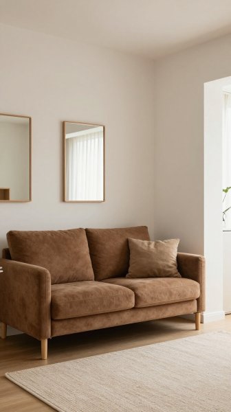 Small Living Room With Brown Couch