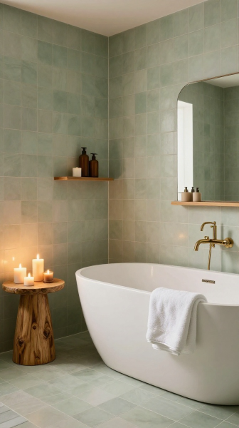 Spa Inspired Green Bathroom Retreat