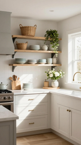 Style Open Shelves With Seasonal Decor