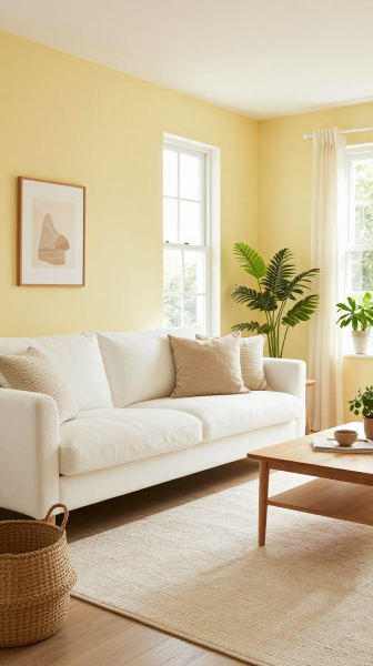 Sunny Yellow and White Living Room