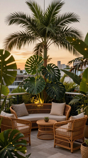 Tropical Inspired Balcony Oasis
