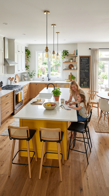 Yellow Kitchen Island Design