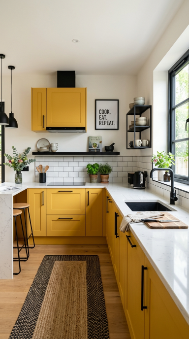Yellow Kitchen with Black Accents