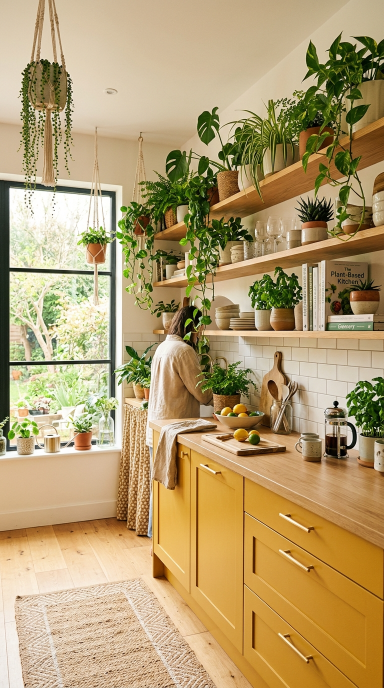 Yellow Kitchen with Plants