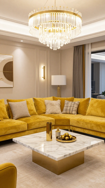 Yellow Velvet Sofa Living Room