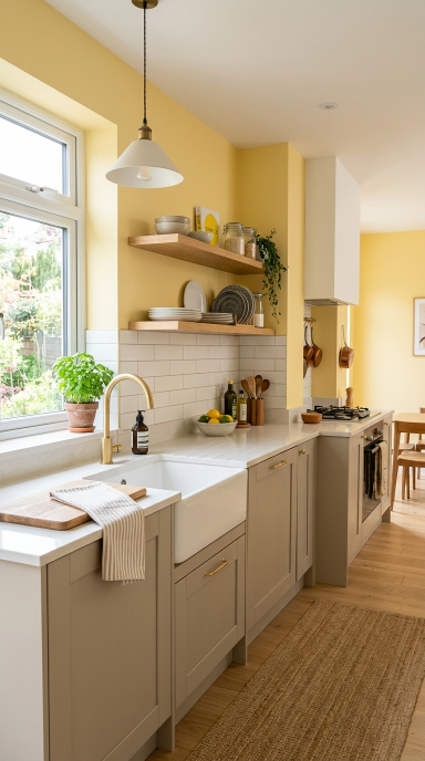 Yellow Walls with Neutral Cabinets