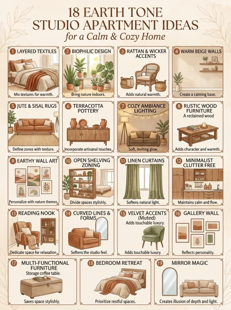 18 Earth Tone Studio Apartment Ideas for a Calm Cozy Home