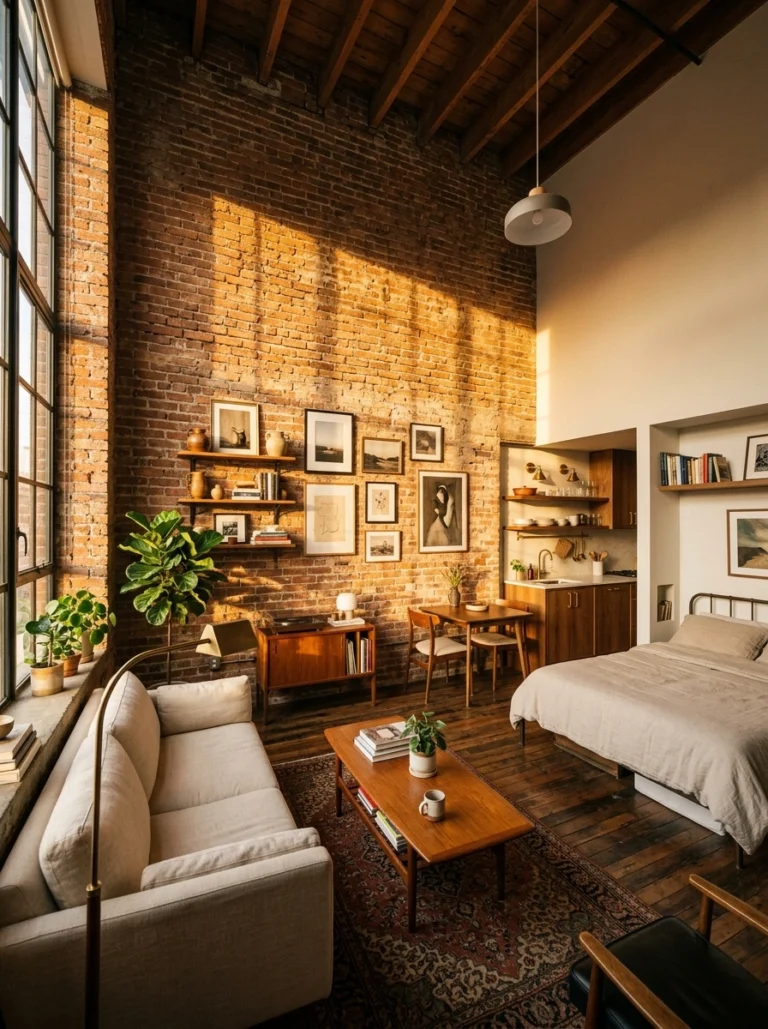 18 Studio Apartment Brick Wall Ideas with Urban Style