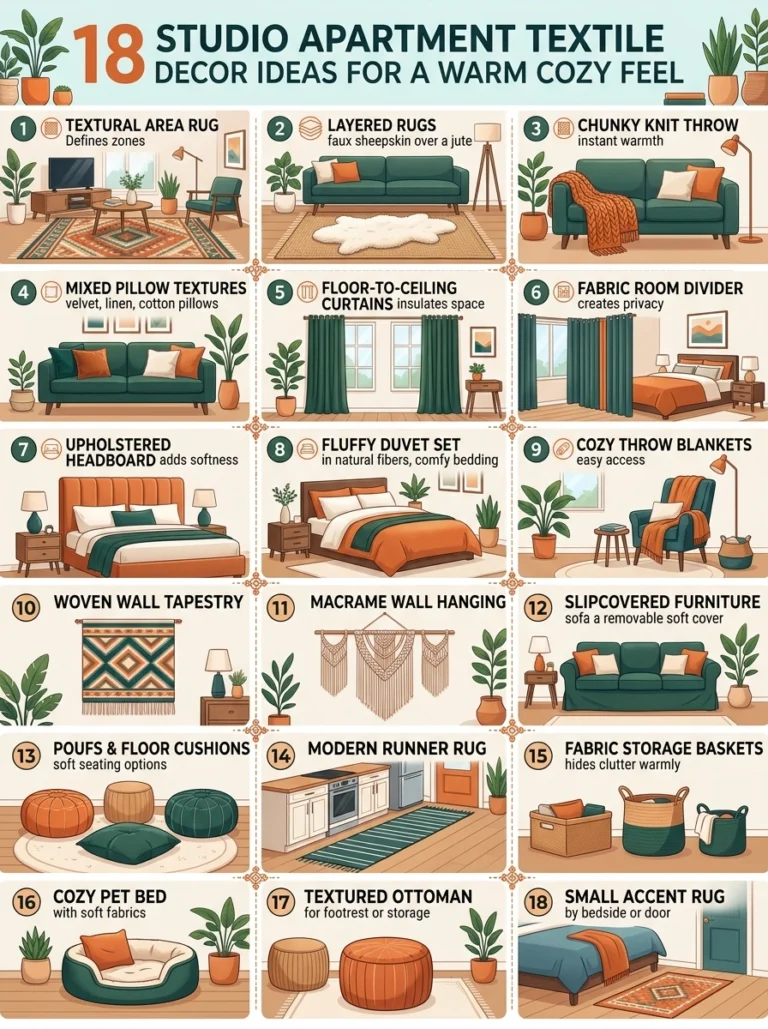 18 Studio Apartment Textile Decor Ideas for a Warm Cozy Feel