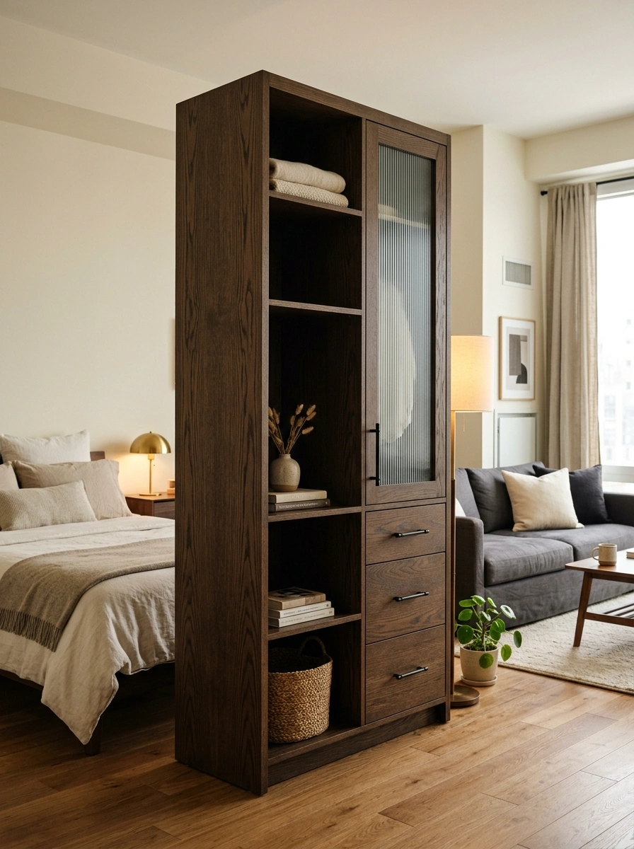 Closets Repositioned to Become an Unexpected Room Divider