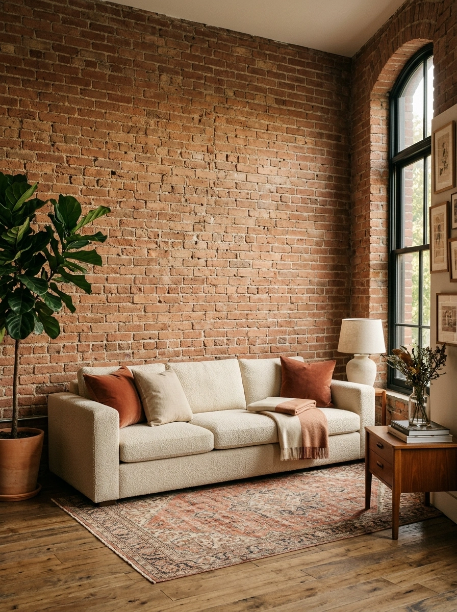Furniture Placement Rules That Let a Brick Wall Stay the Star