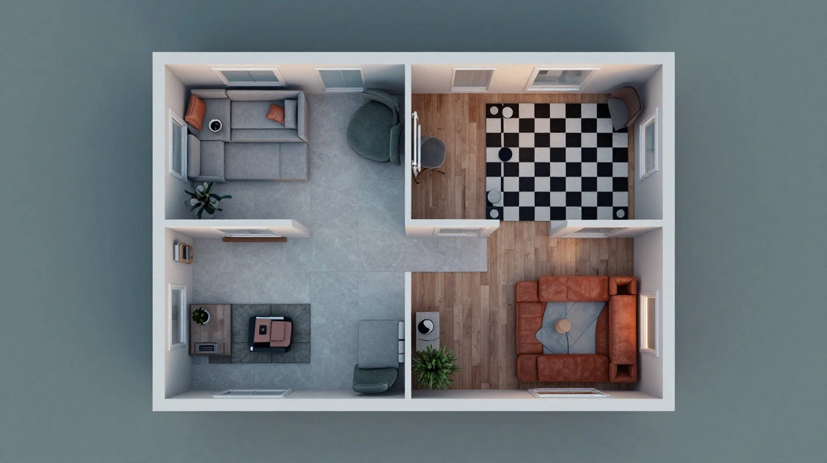 Furniture Zones That Fool the Eye Into Seeing Double the Actual Square Footage