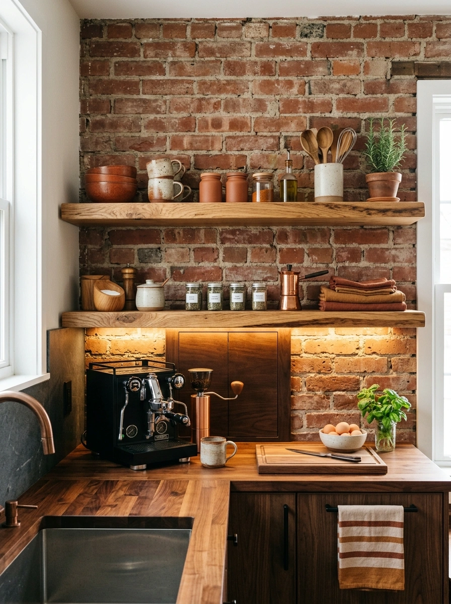 Kitchen Corners Where Brick Meets Everyday Function Beautifully