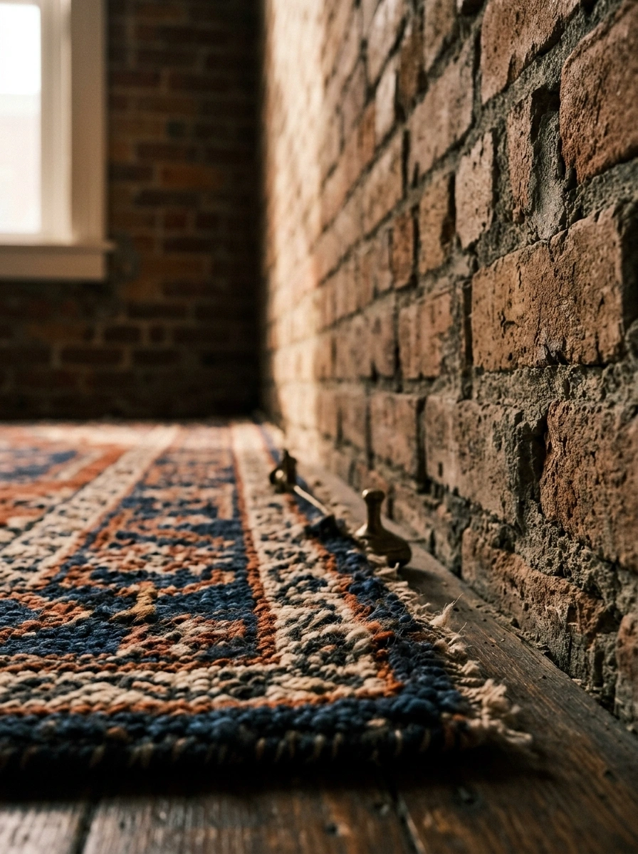 Rugs That Ground a Room Anchored by Rough Vertical Texture