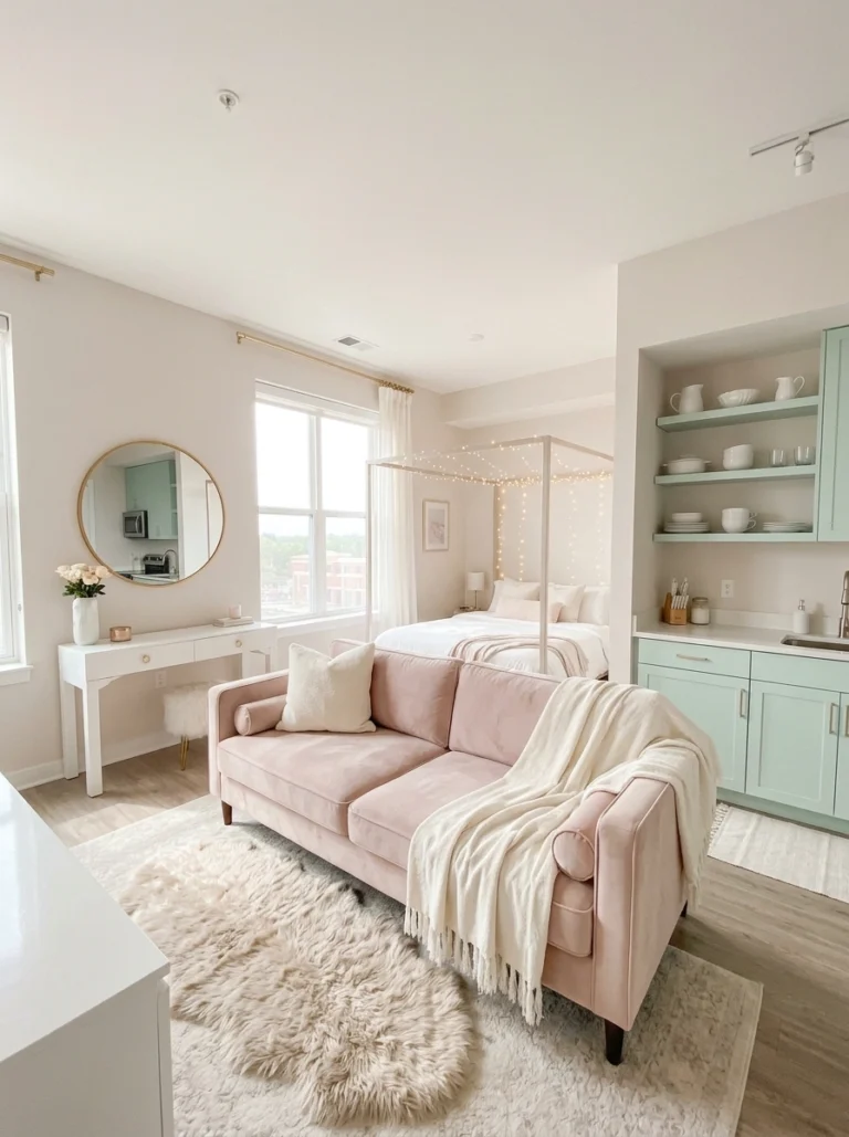 18 Feminine Studio Apartment Decor Ideas with Chic Style