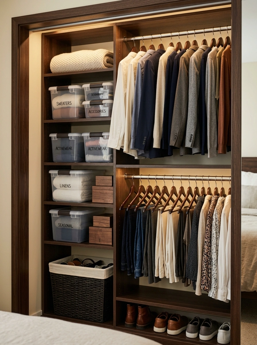 Closet Systems That Keep a Bedroom Corner From Spilling Into the Living Area