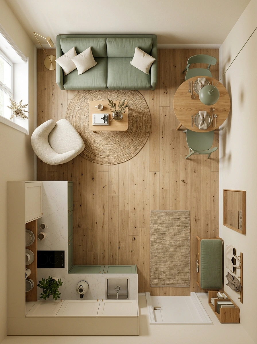 Furniture Zones That Fool the Eye Into Seeing Extra Square Footage