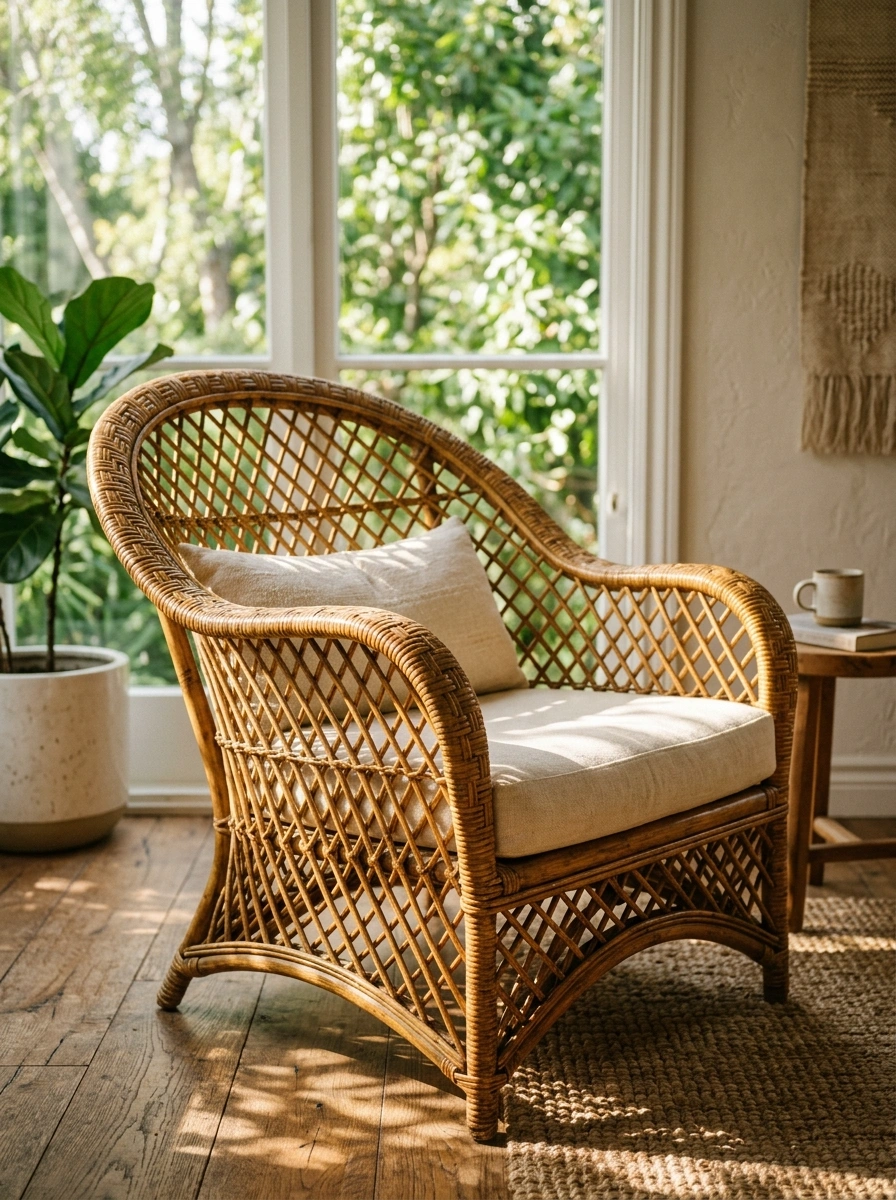 Rattan and Wicker Furniture That Bring Warmth Without Weighing Down a Room