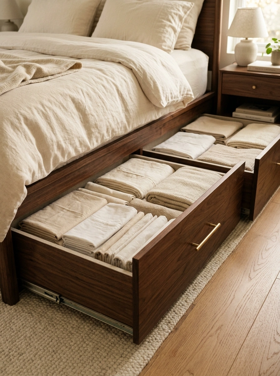 Storage Built Into the Bed Frame That Nobody Has to Think About