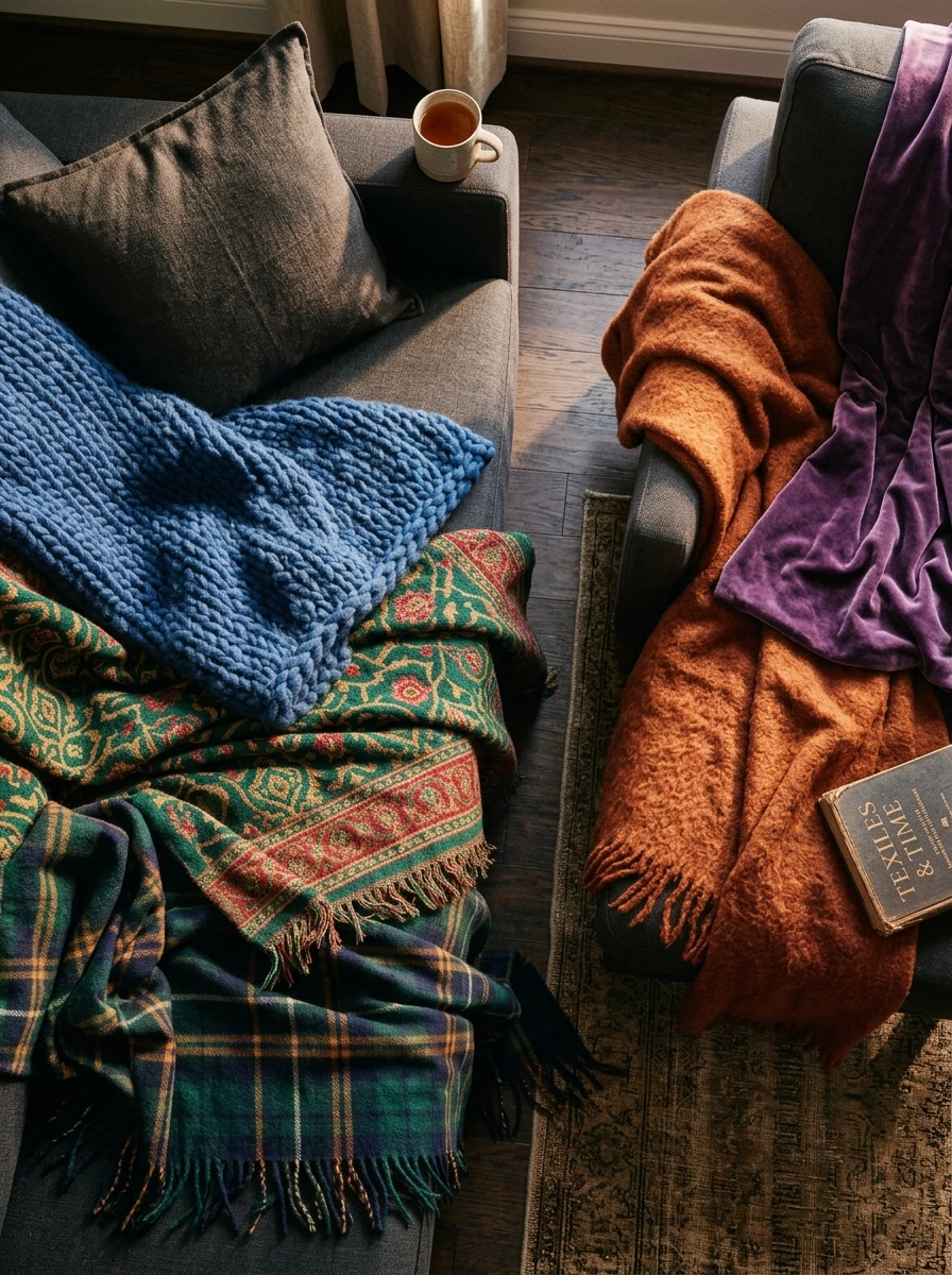 Throw Blankets Draped Everywhere Because Coziness Rarely Apologizes for Excess