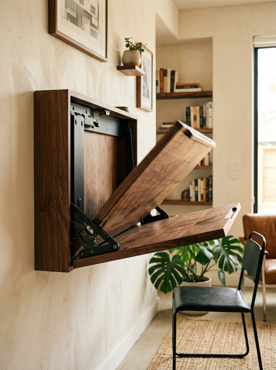 Wall Mounted Desks That Fold Flat and Disappear After Five O'Clock
