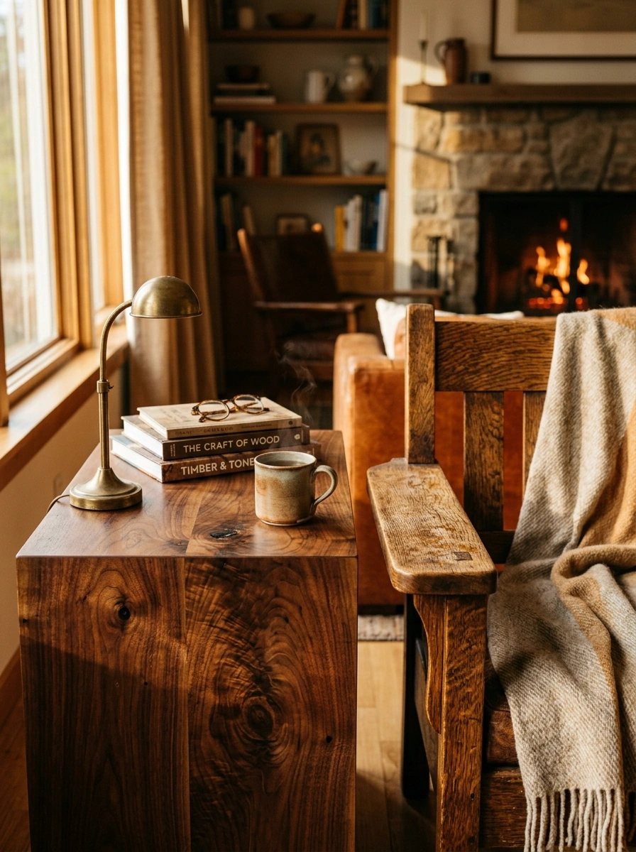 Warm Wood Tones That Anchor a Studio in Quiet Familiar Comfort